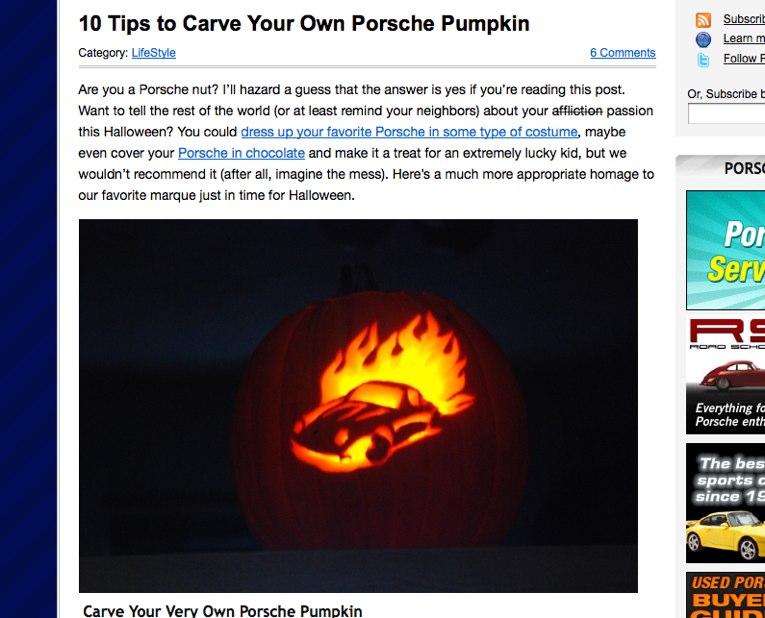 PorschePurist.com Pumkin Tips